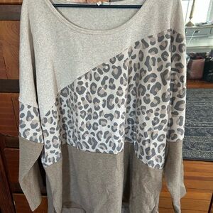 Leopard Print Color Block Sweater